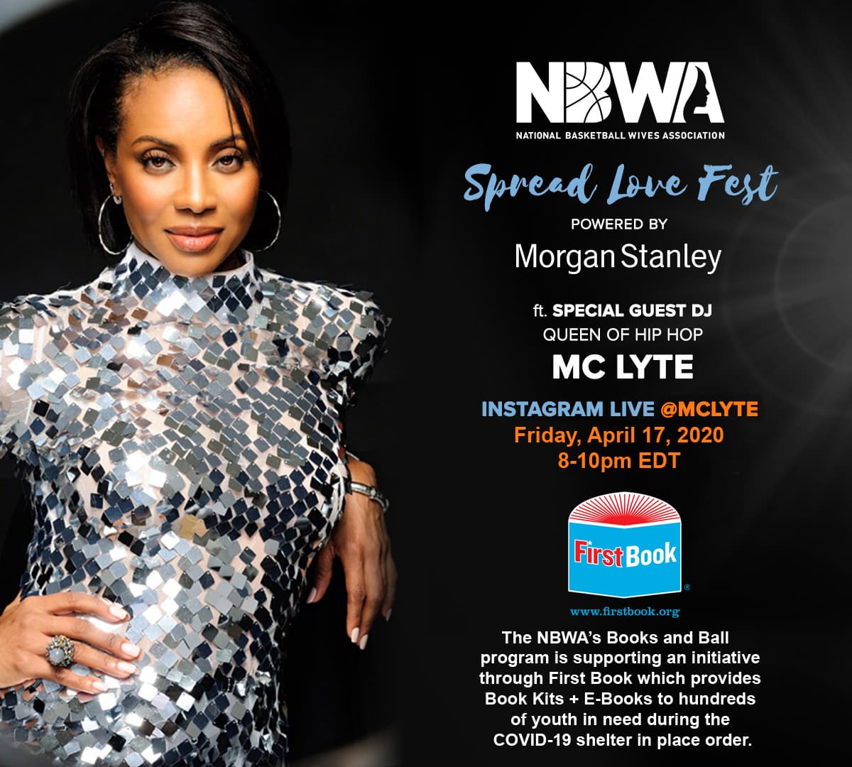 Featured image for NBWA, MC Lyte Throw Virtual Party on Instagram Live to Announce Book Donation Drive (Powered by Morgan Stanley)