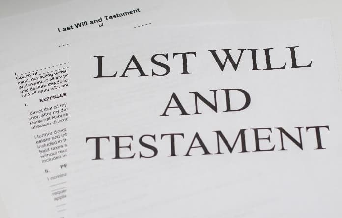 Last will and testament in text