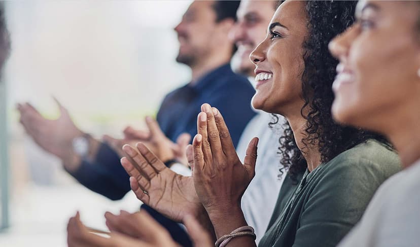 People smiling in the workplace