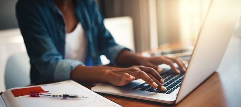 Woman working on a laptop