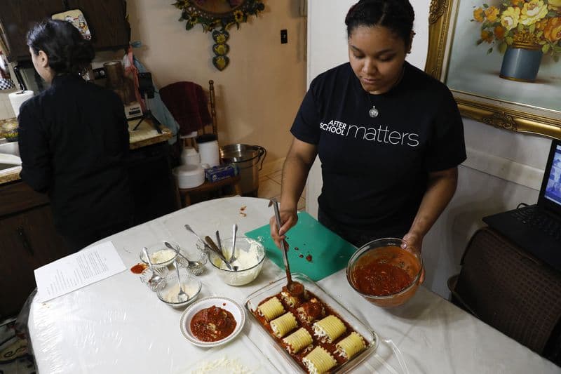 Young girl cooking