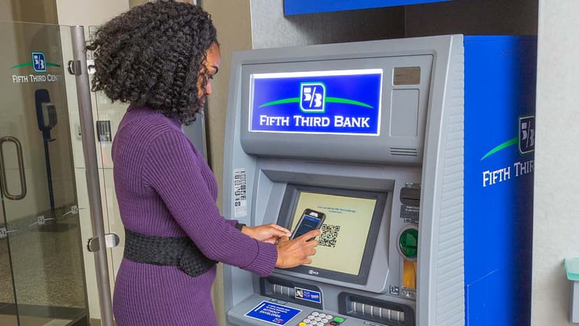 a woman at an ATM