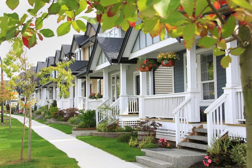 house on a tree lined street