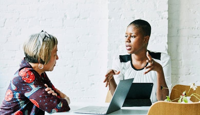 Woman advising a client