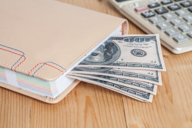 cash in a notebook