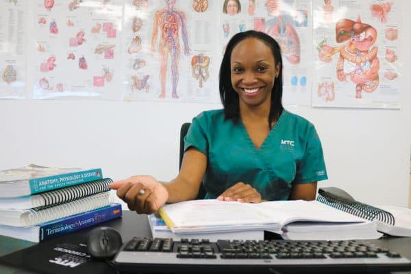 Woman sitting in a medical office