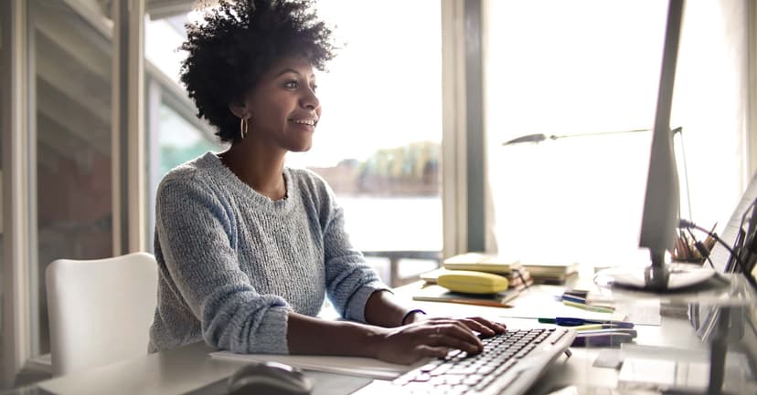 Woman working at a desk