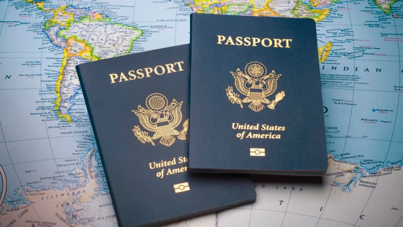 2 passports on a map