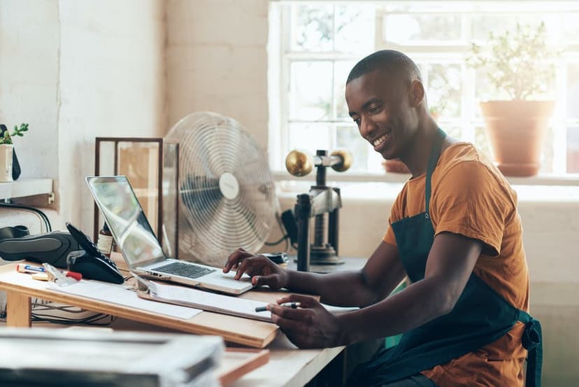 Man sitting at a desk