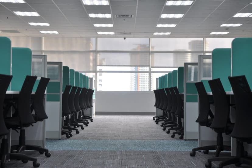 empty desks at an office